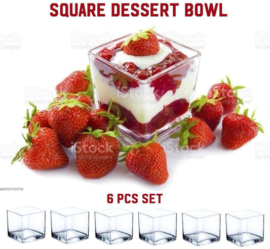 ZS - Square Glass Dessert Bowl Set 6pcs
