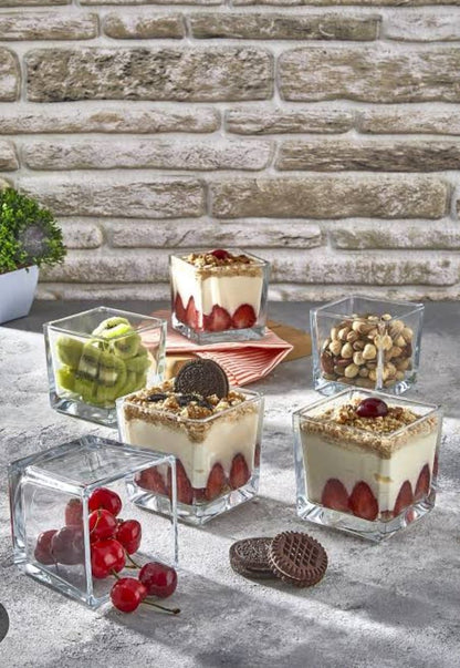 ZS - Square Glass Dessert Bowl Set 6pcs