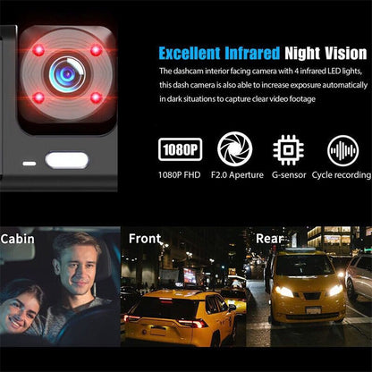 ZS - DUAL DASHCAM HD 1080P Triple Lens Reverse Park Monitor Car DVR viidure