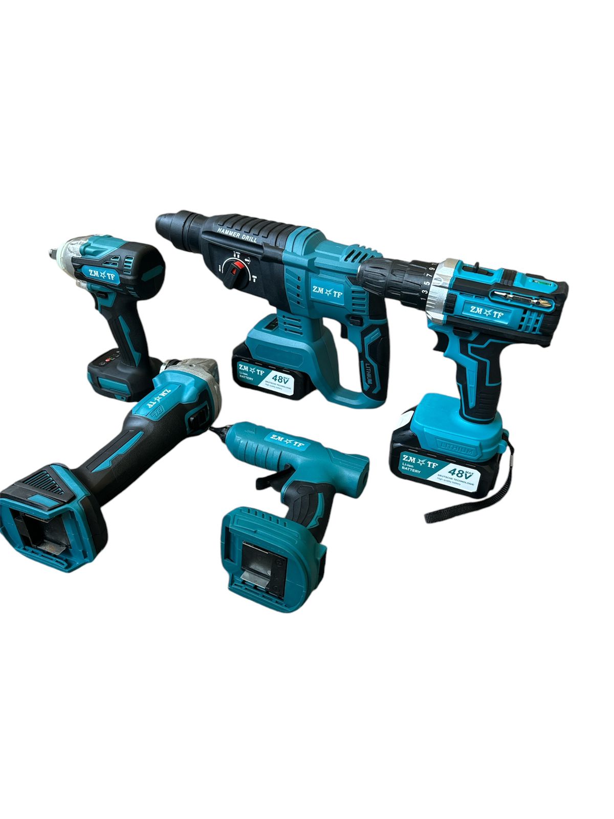 ZS - 48V 5 IN 1 CORDLESS TOOLS - Drill, Hammer Drill, Impact Wrench, Angle Grinder and Hot Glue Gun