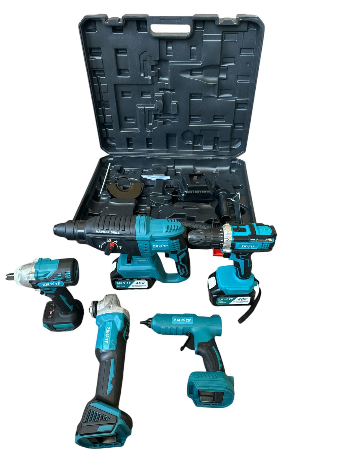ZS - 48V 5 IN 1 CORDLESS TOOLS - Drill, Hammer Drill, Impact Wrench, Angle Grinder and Hot Glue Gun