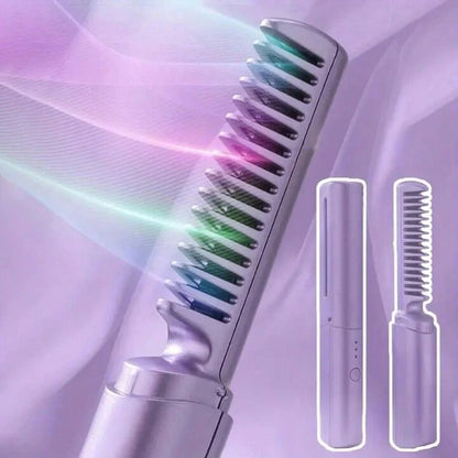 ZS -  Portable Rechargeable Travel Heat Comb Hair Straightener