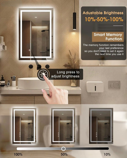 ZS - Frameless Bathroom Mirror Glass 110 x 70 cm with LED lighting