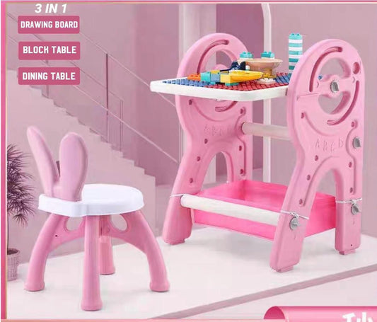 ZS - Toddler Activity Desk with Chair & Blocks 3 in 1