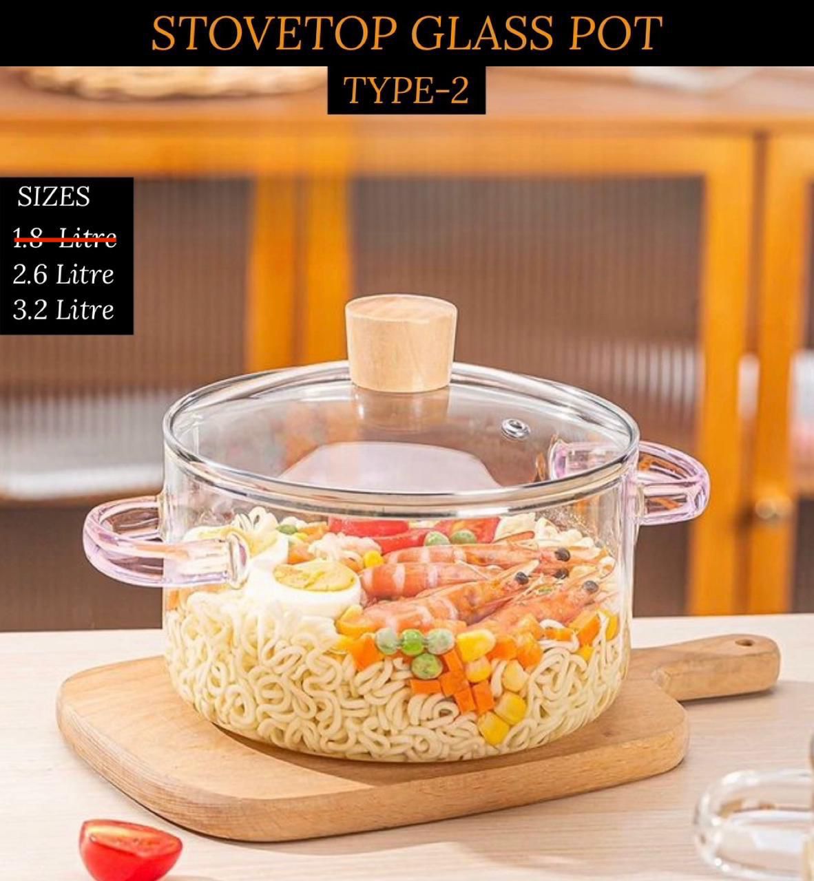 ZS - Glass Pot Heat Resistant Compatible With Gas & Electric Ceramic Stove