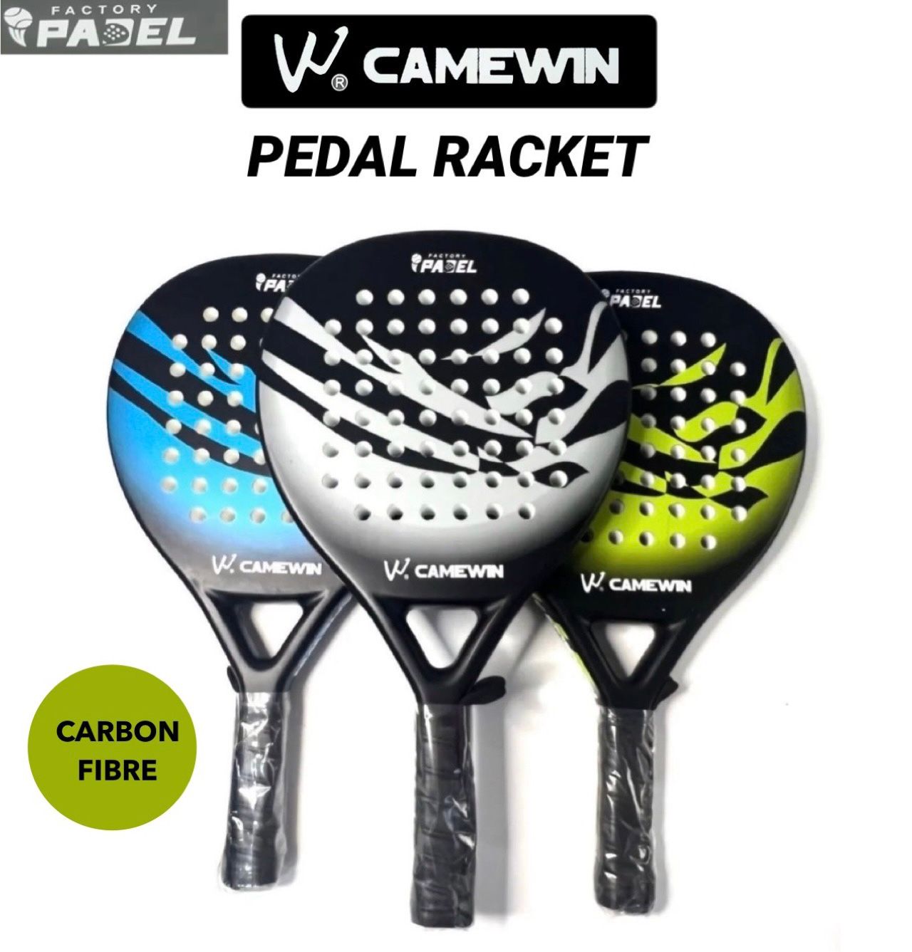 ZS - CAMEWIN Carbon Fibre Padel Racket / Bat - Marble Design & Padded Carry Bag