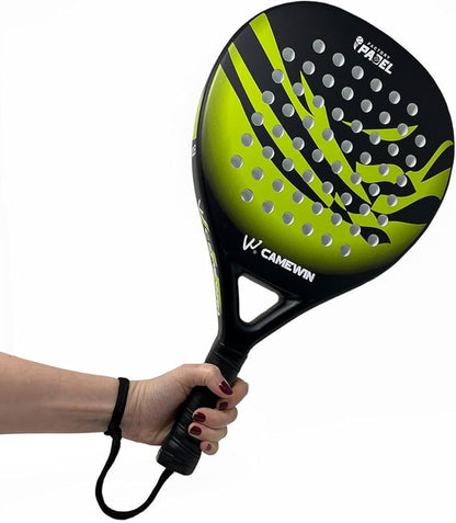 ZS - CAMEWIN Carbon Fibre Padel Racket / Bat - Marble Design & Padded Carry Bag