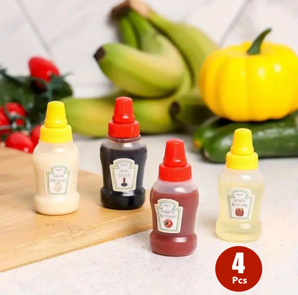 ZS - Mini Condiment Bottle Set - 4pcs