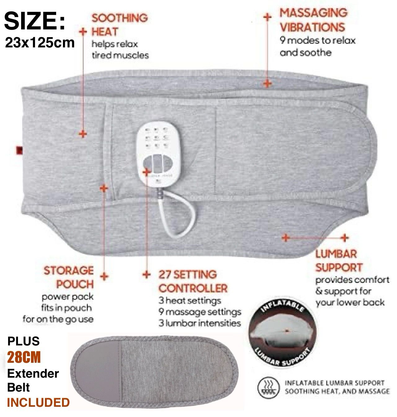 ZS - 3 in 1 Heat & Massage Back Wrap