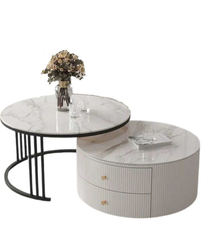 ZS - Modern Marble Curve Craft Coffee Table Set