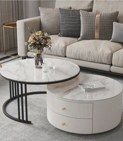 ZS - Modern Marble Curve Craft Coffee Table Set