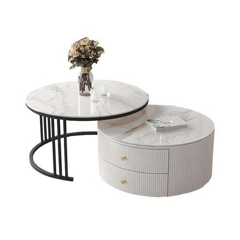 ZS - Modern Marble Curve Craft Coffee Table Set