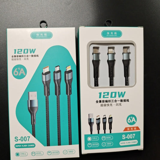 ZS - 3 in 1 Fast Charging Cable 120cm