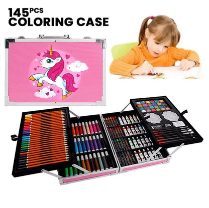 ZS - Art Set with Aluminum Folding Case for Kids - 145 Piece Set