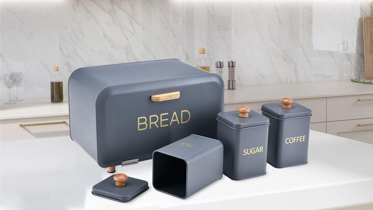 ZS - BREAD BIN & CANISTERS SET 4PCS