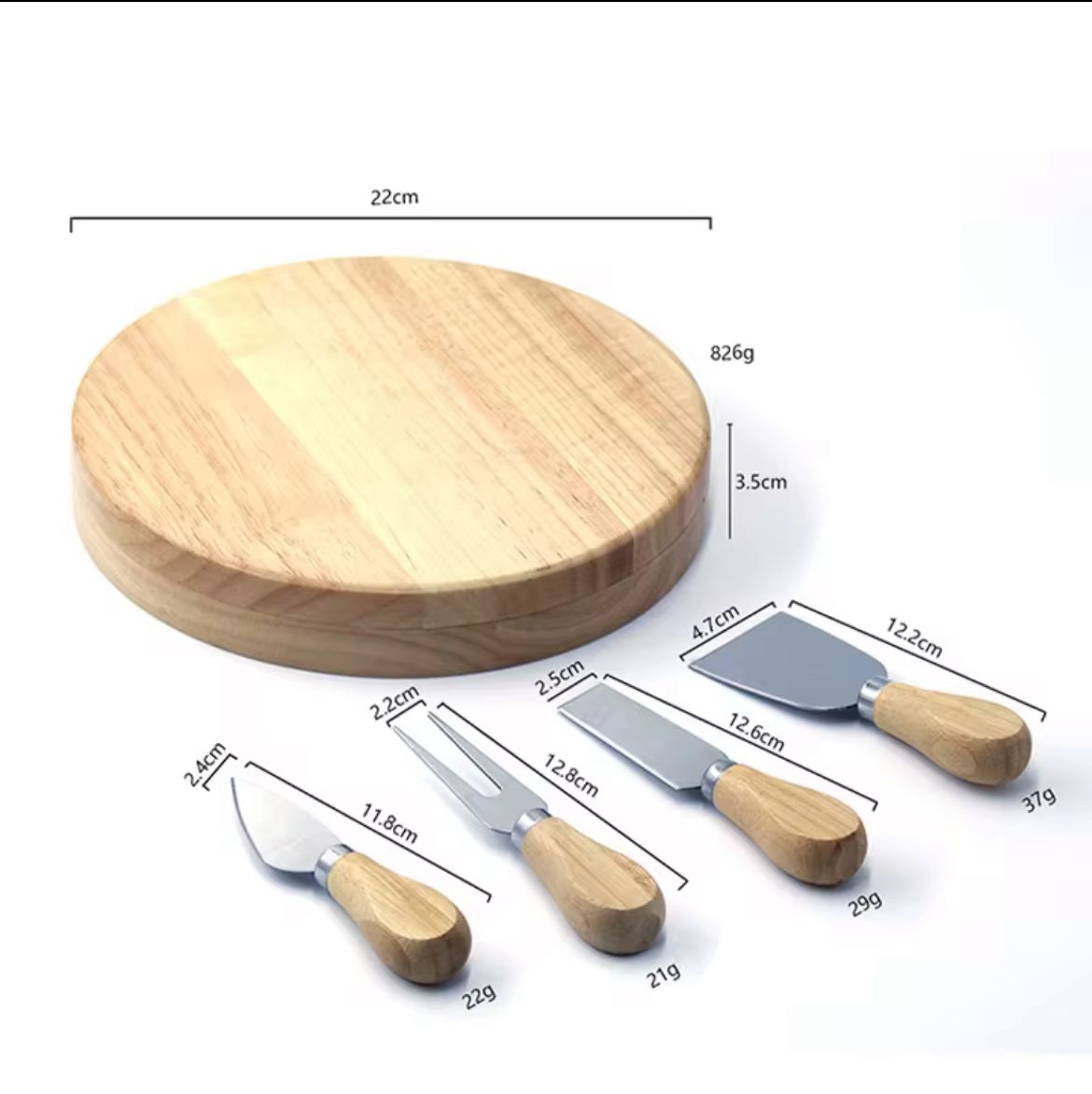 ZS - Elegant Wooden Cheese Board and 4-Piece Tool Set