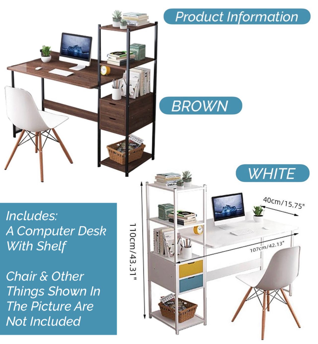 ZS - Computer Desk with Bookshelf