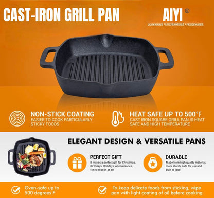 ZS - AIYI®️ CAST-IRON GRILL PAN