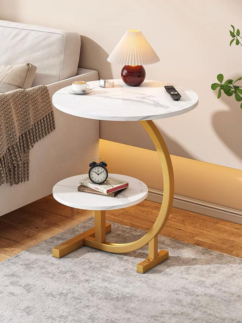 ZS - C-SHAPED 2 Tier Chic SIDE TABLE ROUND