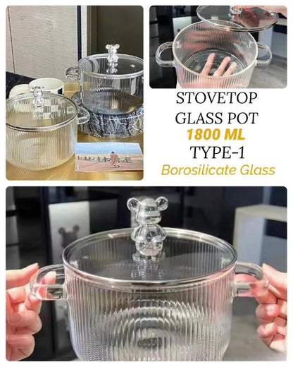 ZS - Glass Pot Heat Resistant Compatible With Gas & Electric Ceramic Stove