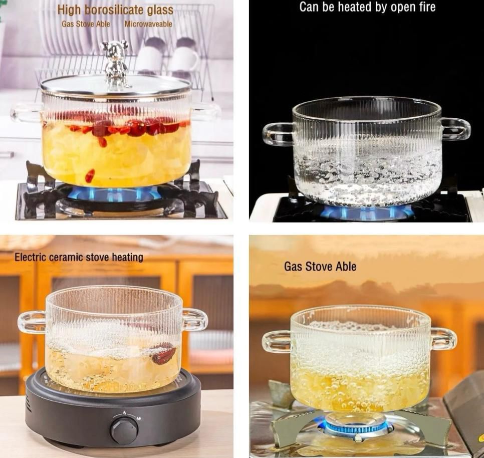 ZS - Glass Pot Heat Resistant Compatible With Gas & Electric Ceramic Stove