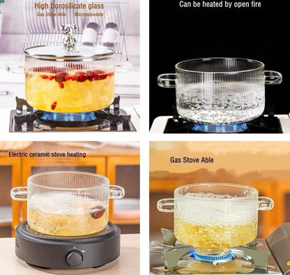 ZS - Glass Pot Heat Resistant Compatible With Gas & Electric Ceramic Stove