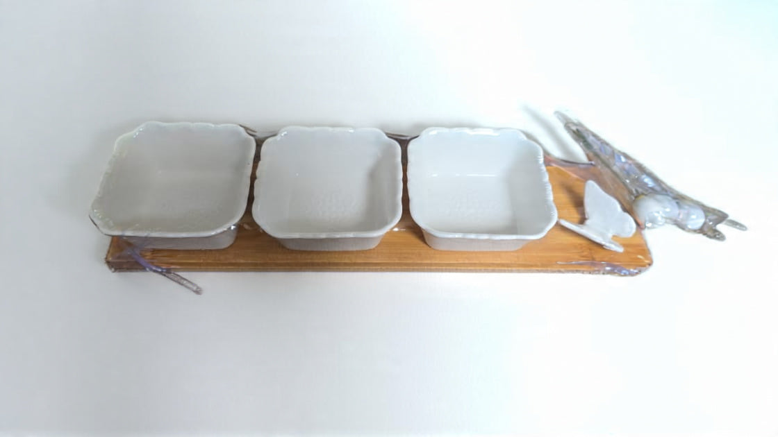 ZS - 3-Piece Ceramic &amp; Bamboo Serving Set