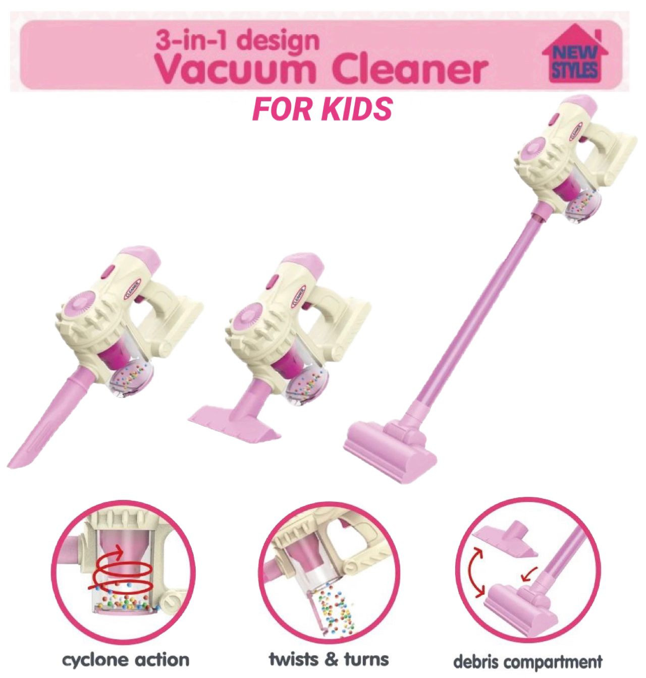 ZS - 3-in-1 Design Toy Vacuum Cleaner