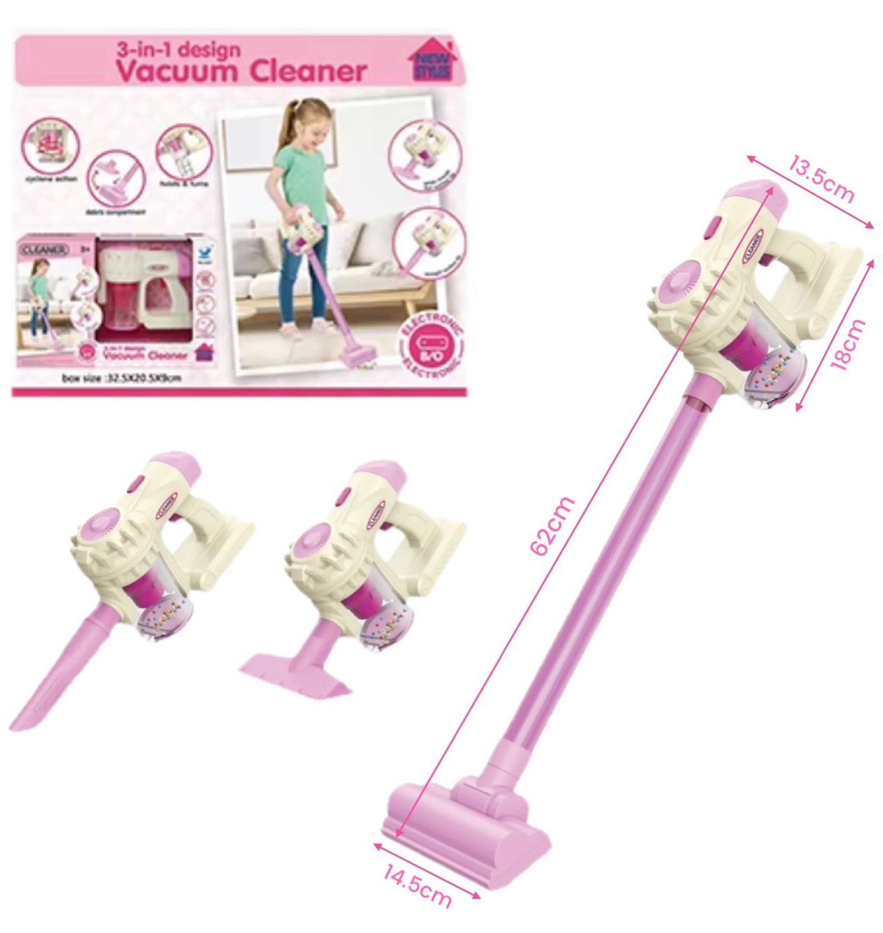 ZS - 3-in-1 Design Toy Vacuum Cleaner