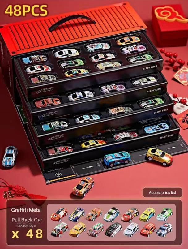 ZS - Alloy Car Model Cars in a Shipping Container - 48 Pieces