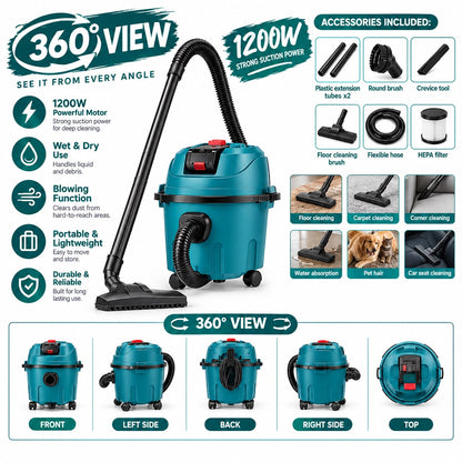 ZS - 48V 1200W Cordless Wet & Dry Vacuum Cleaner – 15L