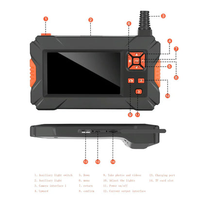 ZS - Multi-Purpose 8mm IP67 Waterproof 4.3 inch HD Portable Endoscope-Borescope Snake Tube Industrial Endoscope