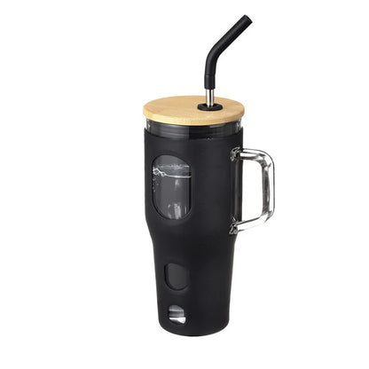 ZS - 1200ml Travel Glass Cup Hot and Cold with Straw