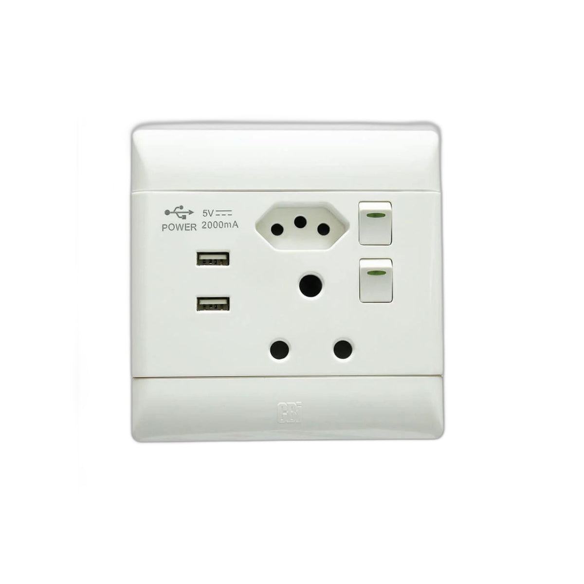 ZS - 16A Double Wall Socket with 2 USB Slots (4x4)