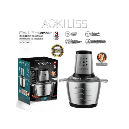 ZS -  ACKILISS 3L 1000W Stainless Steel Food Processor