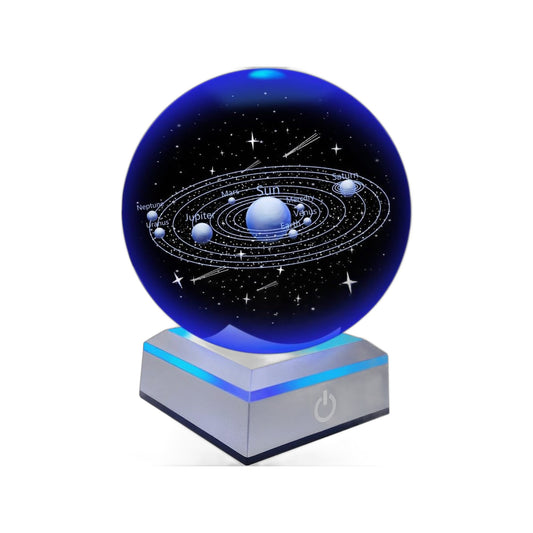 ZS - 8cm 3D Crystal Ball with Colour Changing Light Up Base