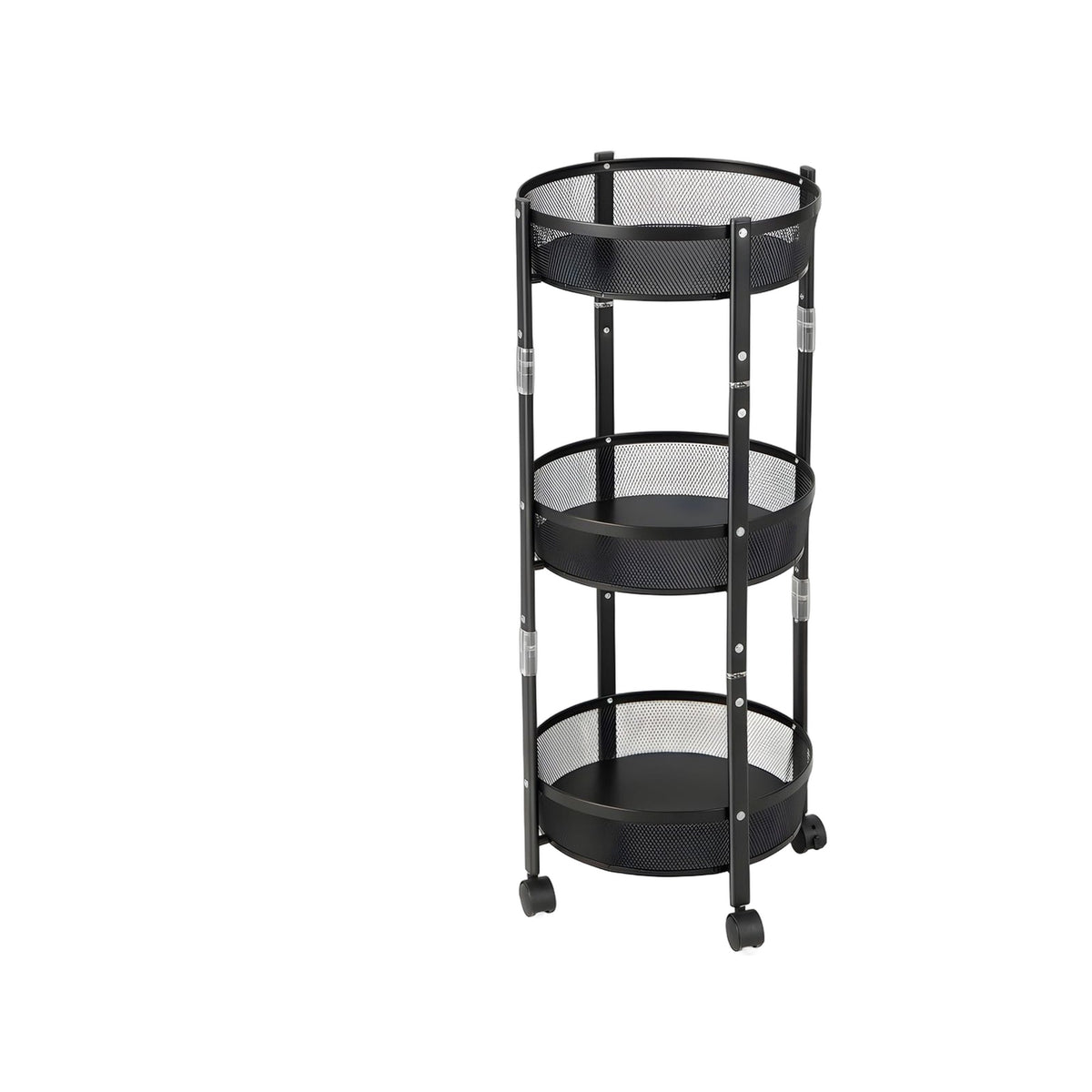 ZS - Folding Kitchen Storage Rack, 3 Tier Storage Rack Shelf with Wheels