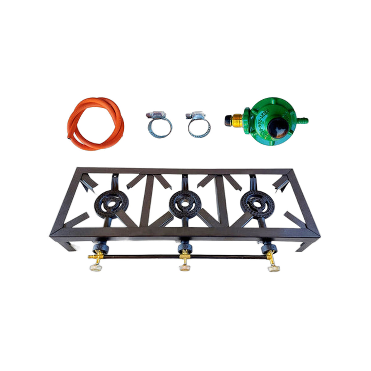 ZS 3 Burner Catering Gas Stove with 4-legged stand, hose and regulator