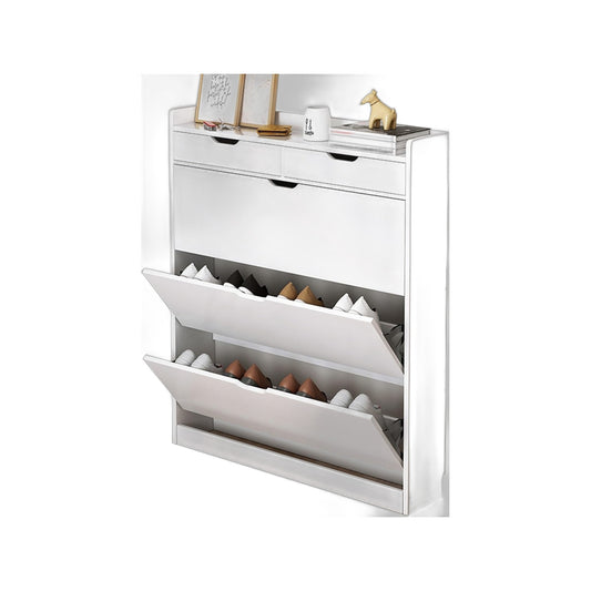 ZS - Elegant & Space-Saving White Entryway Shoe Cabinet