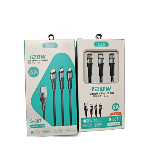 ZS - 3 in 1 Fast Charging Cable 120cm