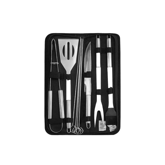 ZS - Stainless Steel Camping Braai 9pcs Utensil Set Portable Braai Grill Tools