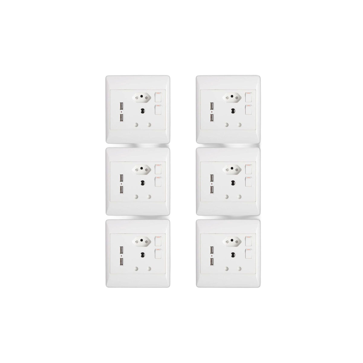 ZS - Redisson 16A Double Wall Socket with 2 USB Slots (4x4) - Set of 6
