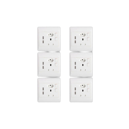 ZS - Redisson 16A Double Wall Socket with 2 USB Slots (4x4) - Set of 6