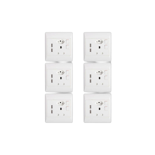 ZS - Redisson 16A Double Wall Socket with 2 USB Slots (4x4) - Set of 6