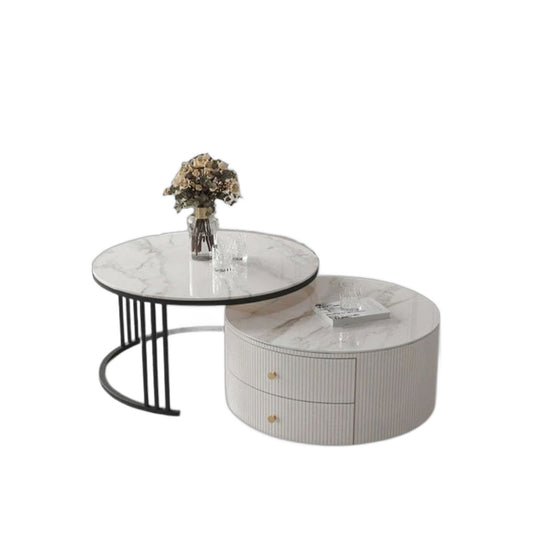 ZS - Modern Marble Curve Craft Coffee Table Set