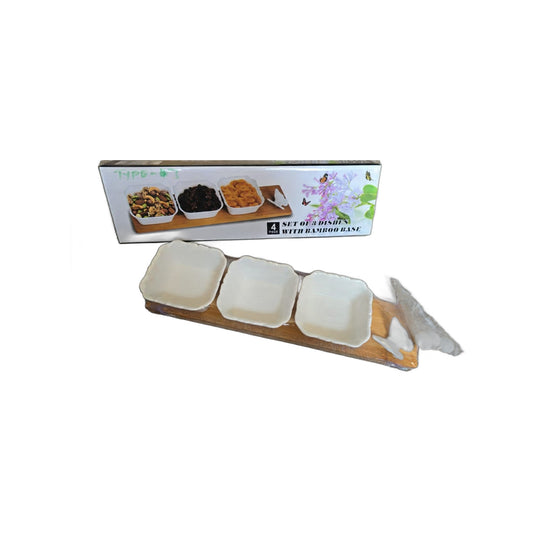 ZS - 3-Piece Ceramic &amp; Bamboo Serving Set