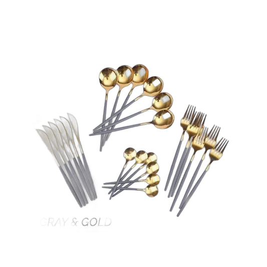 ZS - 2 Tone Cutlery Set 24pcs Set - Gray and Gold