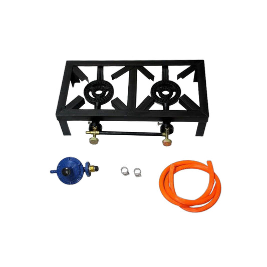 ZS - 2 Burner Gas Stove with a Pipe and Regulator