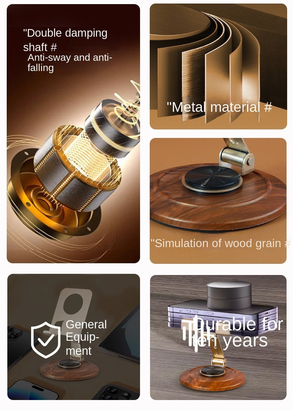 ZS - 360 Phone Holder Stand with Wooden Base