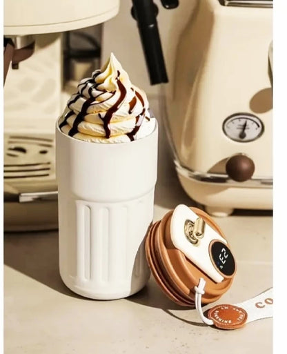 ZS - Insulated Coffee with Temperature Display Stainless Steel Tumbler  (400 ml)
